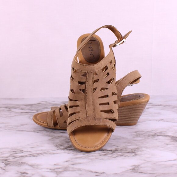 b.o.c Tan Cutout Slingback Block Heel Sandals Size 7 Comfort Boho Summer - Picture 8 of 8